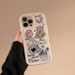 Happy Smiley Bear Cartoon Butterfly Cake Graffiti Ins P&otilde;rutuskindel tagakaas iPhone 13 12 11 Promax 14 Pro Max Plus telefoni&uuml;mbrisele for iphone 11PROMAX