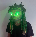 Halloweeni rohelise mehe p&auml;kapikk vanamehe lateksmask Forest Spirit Elfi mask kerge Cosplay peakattega kost&uuml;&uuml;mballi peo rekvisiidiga