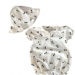 Beebit&uuml;druk suvine l&uuml;hikeste varrukatega kombinesoon roomav &uuml;likond armas puhkpilli m&uuml;ts super v&auml;lismaise poolvarrukaga 90cm valge