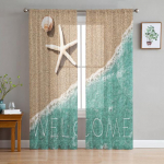 Selge vesi rannas t&uuml;llkardinad elutuppa magamistuppa lastetuppa k&ouml;&ouml;gi sisustust l&auml;bipaistva h&auml;&auml;lega aknakardinad 1 PCS W100XH250cm