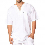 Meeste l&uuml;hikeste varrukatega T-s&auml;rk puuvillane linane lips krae vabaaja meeste T-s&auml;rk XXXL