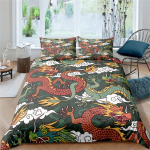 3D draakoniga kodune voodipesukomplekt Hiina stiilis tekikate padjap&uuml;&uuml;r 2/3 osa AU180 * 210 t&auml;issuurus dekoratiivne tekikate Baby 100x135cm gray
