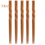 5 Paari Toidupulgad Tight Bite Grab Toit Naturaalsest bambusest puidust Praktilised karboniseeritud Twist Hiina stiilis s&ouml;&ouml;gipulgad kodutarbed