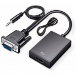 VGA-HD-adapteri muundur koos 3,5 mm helipistikuga Full HD 1080P monitori &uuml;hendamiseks arvuti s&uuml;learvuti lauaarvuti HDTV projektor DVD must