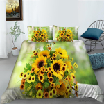 P&auml;evalillemustriga Deluxe majapidamises kasutatavate voodipesukomplekt t&auml;issuuruses tekikate ja padjap&uuml;&uuml;r Plant Print Pestav ja mugav magamistoa voodipesu UK Single 135x200cm