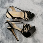 Cross-dresser Unisex Meeste Hot Drag Queen Moekingad Pumbad &Ouml;&ouml;klubi kingad K&otilde;rged kontsad Veekindel &uuml;mmargune Patent PU nahk SM Gay Newhalf 39 must