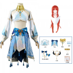 Nilou Sumeru Hydro naiste cosplay kost&uuml;&uuml;m t&auml;iskomplekt parukas peakattega kleit Nilou komplektid Comic Cn Anime Cosplay jaoks L-(Costume+Wig)