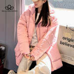 Uus naiste talvepiim magus puuvillase polsterdatud mantel, paksendatud naiste parka, vabaaja mantel, mis sobib h&auml;sti S roosa