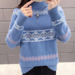 S&uuml;gistalv, naaritsa sametist imitatsioon, kilpkaelus, kootud kampsun, naised, Korea kudum, pullover, pikkade varrukatega kampsun, kilpkaelus XXL