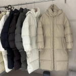 Talvine uus Korea stiilis vabaaja soe sulemantel, pikk valge pardi sulemantel, tihendatud lahtine sulemantel S khaki