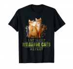 Eat Sleep Warrior Cats Repeat Funny Cat Lover T-s&auml;rk Funny Vintage S