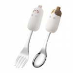 Beebi kahvlite ja lusikate komplekt Beebi treenimisriistad Isetoitvad v&auml;ikelaste h&otilde;beesemed, silikoonist ja roostevabast terasest lasteriistad ja v&auml;ikelaste riistad