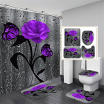 3D Rannamaastik Vannituba Vannitamine Veekindel Du&scaron;ikardin Kodu Sissep&auml;&auml;s Uksematt Vann 4tk Komplekt WC Istmekate Vaibad Vann Libisemiskindel p&otilde;randamatt