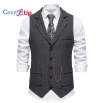 Cozy Up meeste kalasabast tweedist vest Briti pulmade esmaklassiline villasegu &uuml;likond Vest &auml;ri pidulik kleit vestid vest XXL