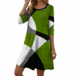 Naiste kleidid Kevad-s&uuml;gis tr&uuml;kitud pikkade varrukatega, &uuml;mara kaelusega vaba mitmev&auml;rviline kleit S