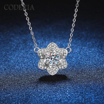 S925 h&otilde;be 18K kullatud D v&auml;rviga 1 CT moissanite kaelakee labor teemant kameelia ripats kaelakee naiste mood GRA ehted Zircon blue