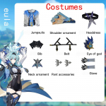 Ysir Genshin Impact Coswear Eula Lawrence Noble Eula Cosplay &otilde;de m&auml;ng Anime 2D r&otilde;ivad XS sinine
