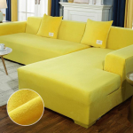 Velvet kangast pl&uuml;&uuml;sist diivani kate Stretch &uuml;hev&auml;rviline paks libiseva kattega diivanikatted elutuppa lemmikloomadele tooli kate padja kate 4-seater 235-300cm kollane