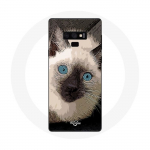 &Uuml;mbris Samsung Galaxy Note 9 mustvalgele siniste silmadega siiami kassile