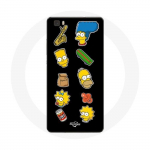 Huawei P8 Lite &uuml;mbris The Simpsons kleebised mustal taustal