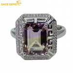 SACE GEMS 925 Sterling Silver, 8*10mm, naturaalne ametriin, abielus&otilde;rmused peokaunid ehted kingitused Open lilla