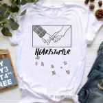 Naiste r&otilde;ivad Heartstopper Graafilise tr&uuml;kiga T-s&auml;rk Femme Valge l&uuml;hikeste varrukatega T-s&auml;rk Naiste Esteetilised riided Harajuku s&auml;rk L