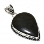 Natural Black Onyx Gemstone Handmade 925 Sterling Silver Pendant 2.36 u0s79
