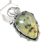 Natural Prehnite Gemstone Handmade 925 Sterling Silver Gift Pendant 1.97 z7p85