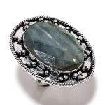 Natural Labradorite Gemstone Handmade 925 Sterling Silver Ring Size 8 a4j53