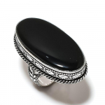 Natural Black Onyx Gemstone Handmade 925 Sterling Silver Ring Size 9 i9i68