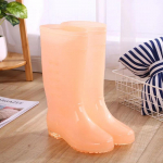 K&otilde;rge toruga vihmasaapad Naiste PVC veekindlad t&ouml;&ouml;jalatsid t&uuml;drukutele Candy Color Fashion Slip on Knee High Jelly saapad 40 oranž