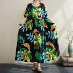 L&uuml;hikeste varrukatega Suures suuruses puuvillane vintage lilleline uus kleit naistele vaba ja pikk suvekleit must