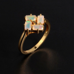 Klassikaline argyle kujuga disain Naturaalsest Opeli v&auml;&auml;riskivist s&otilde;rmus imeilus moe naiste juubeli- ja kihlus- ja banketikingitus US RING SIZE:6# kollane