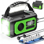 12000 mAh h&auml;daabiraadio k&auml;siv&auml;ndaga raadio P&auml;ikeseraadio Kaasaskantav AM/FM-raadio 2 p&auml;ikesepaneeliga 3 laadimismeetodit SOS-alarm 3 režiimiga taskulamp