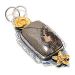 Natural Septerian Stone Gemstone 925 Sterling Silver Two Tone Pendant 2.56 n9k40