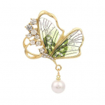 Naiste pross liblika kujuga kivist kunstp&auml;rlitest roostevaba libisemisvastane kott mantel krae m&uuml;ts Sall kaunistus riided n&ouml;&ouml;pn&otilde;el peo&otilde;htu r&otilde;ivad ehted roheline