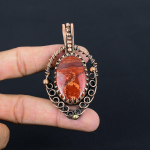 Red River Jaspise v&auml;&auml;riskivist k&auml;sitsi valmistatud puhtast vasest traadist m&auml;hitud pulmaehte ripats 2.95 Inches