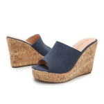 Uued trendikad naiste moekad kiilusandaalid Avatud Peep Toe Espadrille platvormiga sandaalid Naistele T&uuml;drukutele Kiilud Suvised Bohemian Slip-on kontsaga sandaalid 39 sinine