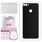 apgo kaitsev nahakleebis tagak&uuml;ljele, mis &uuml;hildub Huawei Y9-ga (2018), Kile, foolium, vin&uuml;&uuml;l &ndash; mustriga s&uuml;simusta