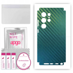 apgo Protective Skin Sticker for the back+sides compatible with Samsung Galaxy S23 Ultra, Full Wrap Film, Foil, Vinyl - Pattern Carbon Chameleon CAKA1