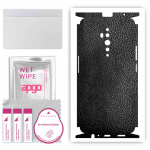 apgo Protective Skin Sticker for the back+sides compatible with Oppo Reno2 Z, Full Wrap Film, Foil, Vinyl - Pattern Black Leather