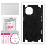 apgo Protective Skin Sticker for the back+sides compatible with Apple iPhone 15, Full Wrap Film, Foil, Vinyl - Pattern Black Camo