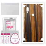 apgo Protective Skin Sticker for the back+sides compatible with Xiaomi Redmi 7, Full Wrap Film, Foil, Vinyl - Pattern Tigerwood