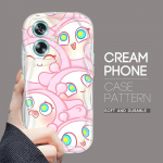 Armas koomiksimustriga kreemjas tekstuuriga korpus, lainelise servaga pehme silikoonkaanega telefoni&uuml;mbris OPPO Reno Realme jaoks OPPO A15 valge