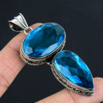 Sinine topaas v&auml;&auml;riskivi ripats massiivne 925 sterlingh&otilde;be ripats ehted kingitus unisexile