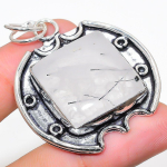 Natural Black Rutile Gemstone Handmade 925 Sterling Silver Pendant 2.09 d4k02