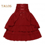 Naiste suveseelik Retro Palace Stiilis K&otilde;rge v&ouml;&ouml;kohaga Risti pitsitud Lavaetendused Seelik &Uuml;hev&auml;rviline kihiline volangseelik S must