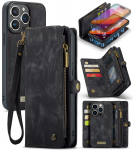 CaseMe eemaldatav mitme kaardi t&otilde;mblukuga rahakott Nahast &uuml;mbris iPhone'ile 16 15 14 13 12 11 Pro Max Xr /Samsung S24 S23 S22 S21 Ultra Plus A14 A13 A54 A53 iPhone 11 must