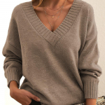 S&uuml;gistalvine Uued Suures suuruses Pullover Kampsunid Naistele Mood vaba V-kaelusega vabaaja kootud kampsun Naine Soliidne Elegantne Lihtne Soe Kudumid 24598 3XL khaki