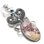 Wild Horse Gemstone Handmade 925 Sterling Silver Jewelry Pendant 3.35 k2e79